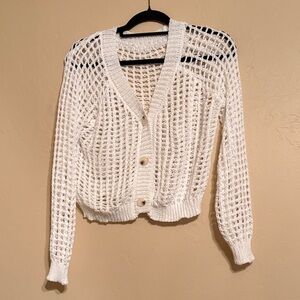 White Open-Knit Women's Sweater